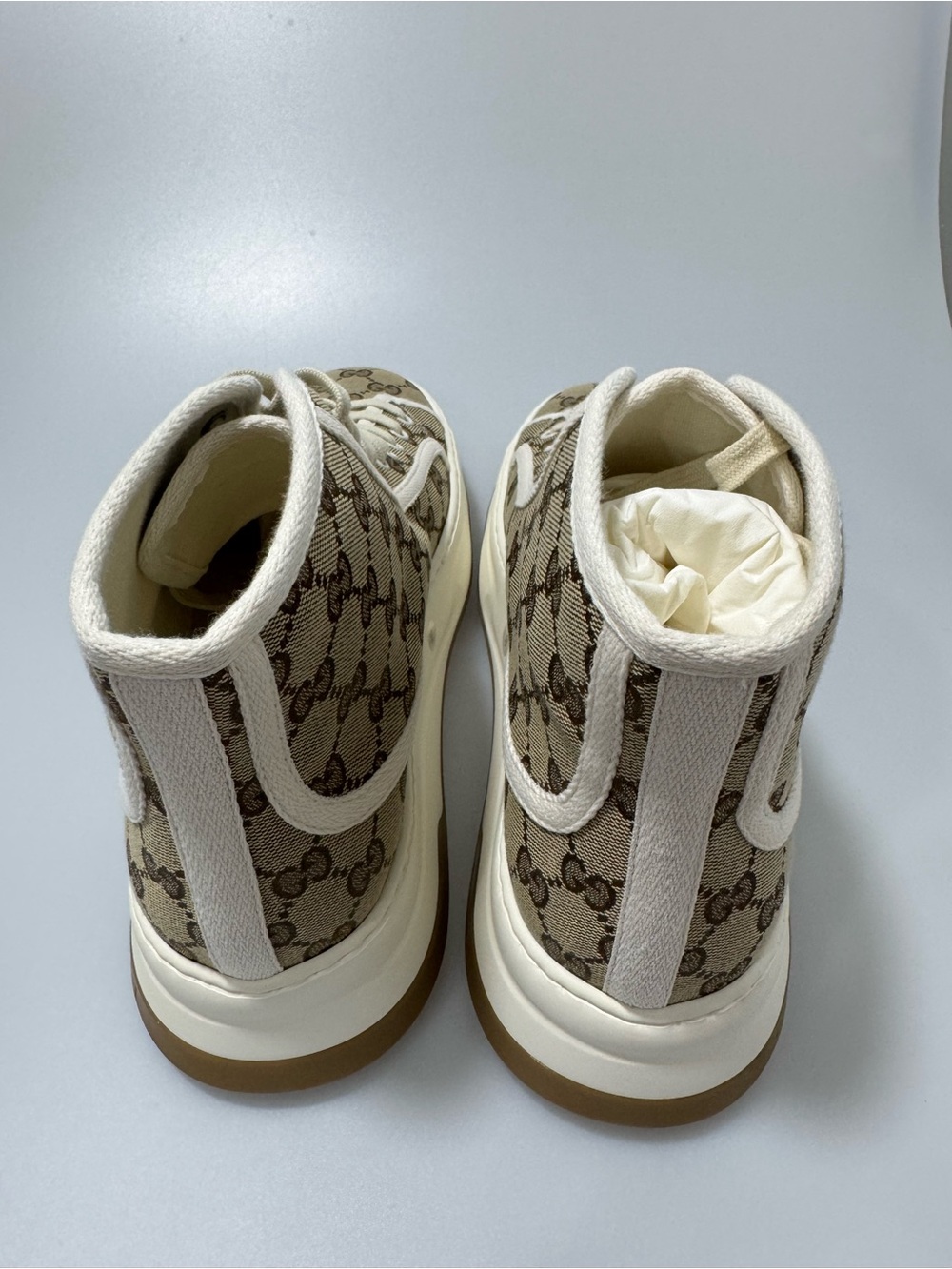 Gucci Interlocking G Beige High Sneakers Men’s UK 10/US 11 74599 - Picture 4 of 9